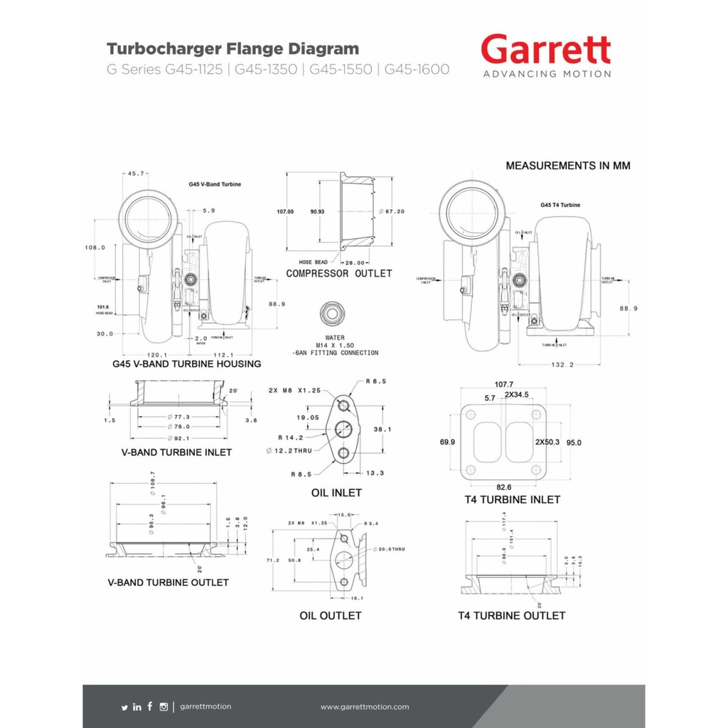 Garrett G45-1350 Turbocharger Super Core