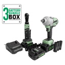 Kielder TYPE18 Mid-Torque Impact Wrench, Compact Ratchet & Batteries