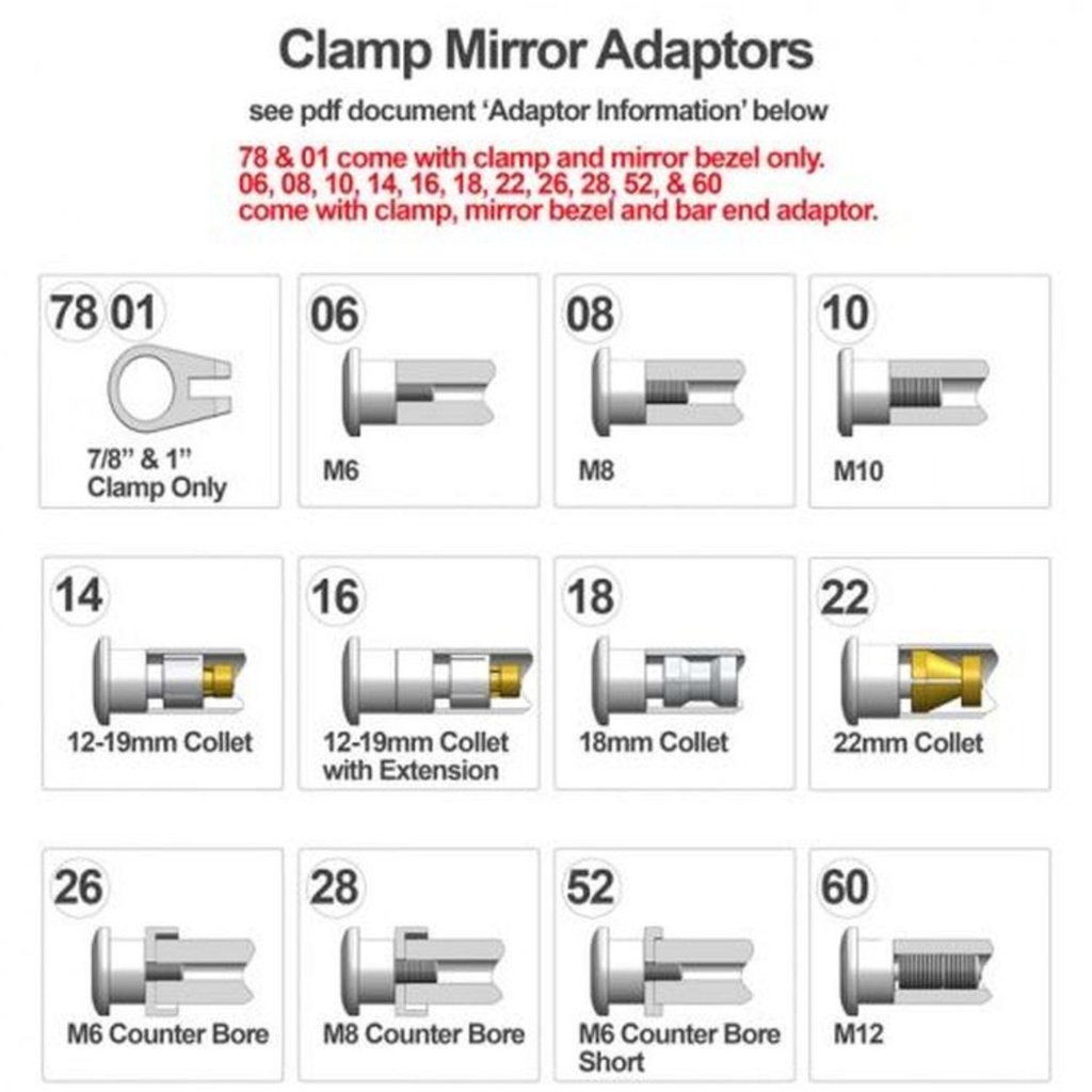 Oberon Performance Adjustable Sport Motorcycle Clamp Mirror
