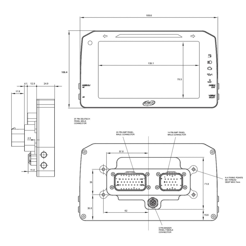 AIM MXP 1.3 Strada Dash (6" Colour TFT Display)
