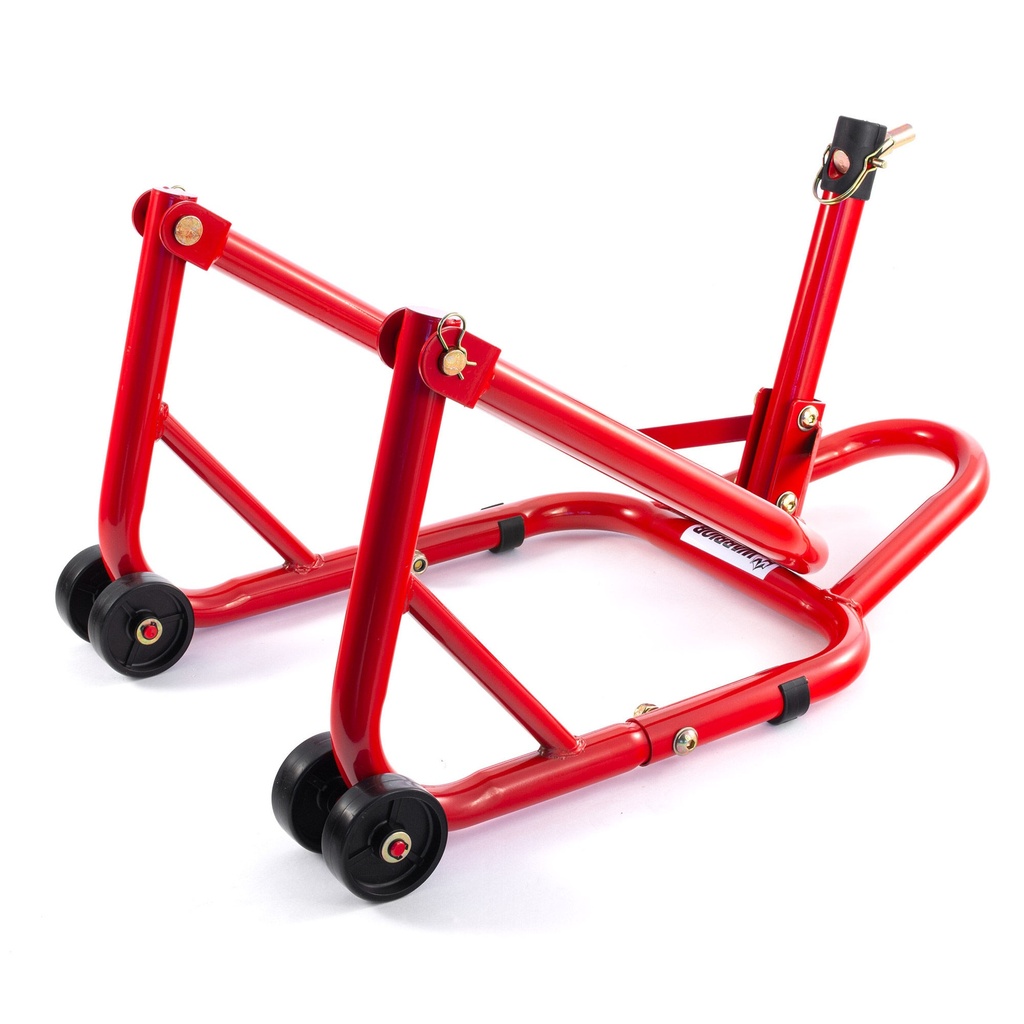 Warrior Motorcycle Front Head Stand and Rear Paddock Stand with Bobbin Hooks Bundle