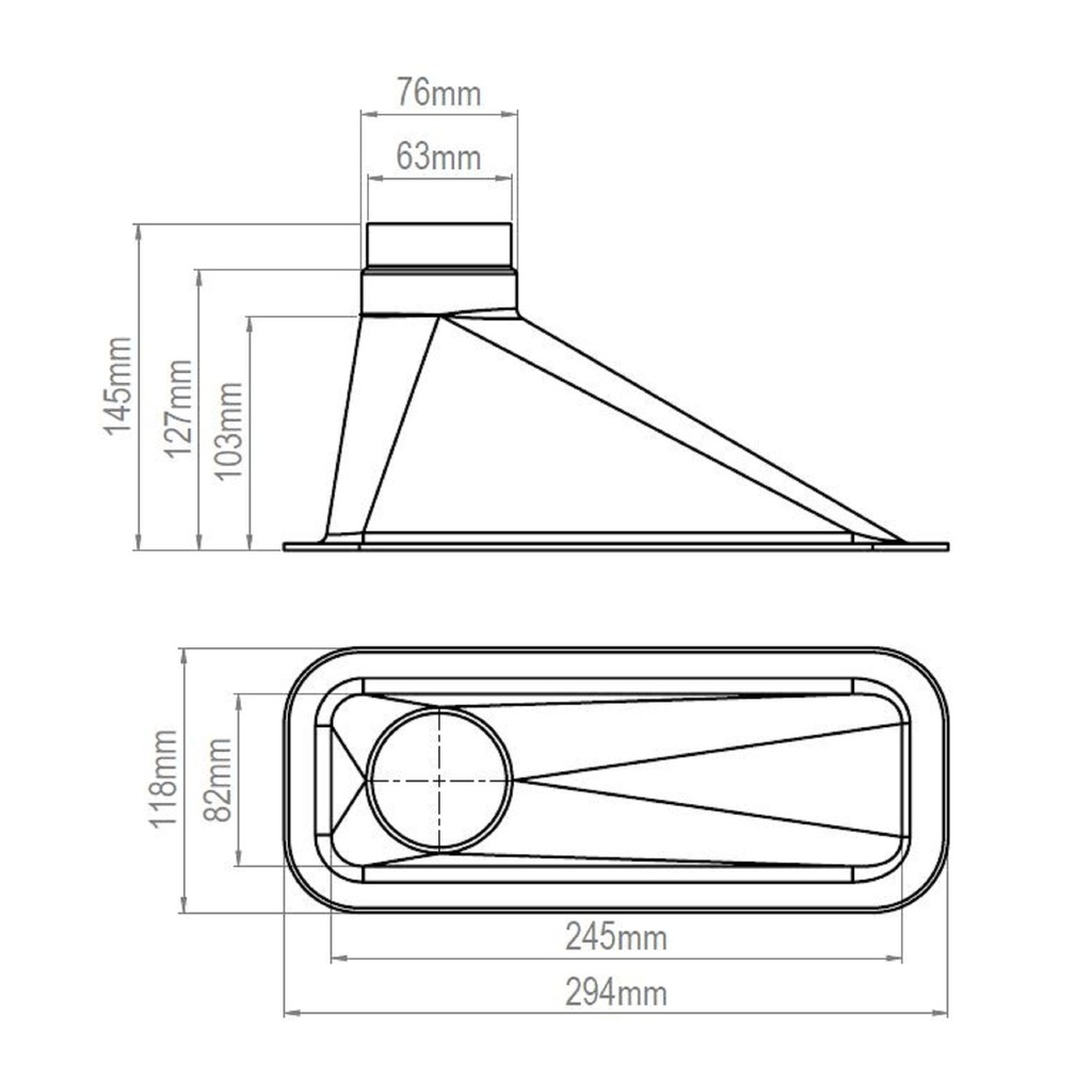 Revotec Rectangular Intake Duct With Stepped Offset Outlet