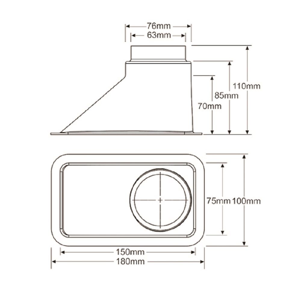 Revotec Rectangular Intake Duct With Offset Stepped Outlet