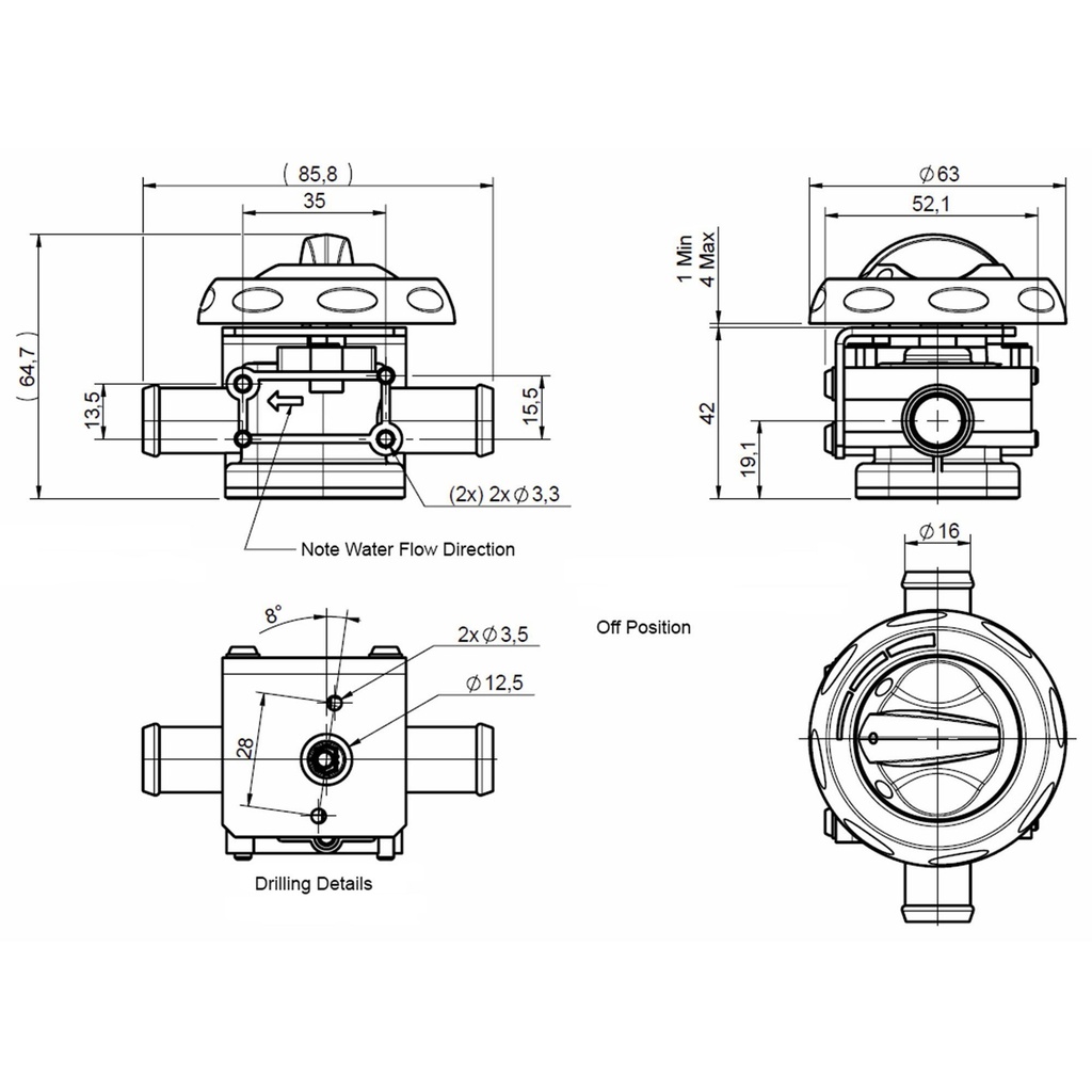 T7Design Plastic Heater Valve With Control Knob