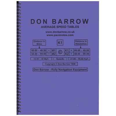Don Barrow Average Speed Tables