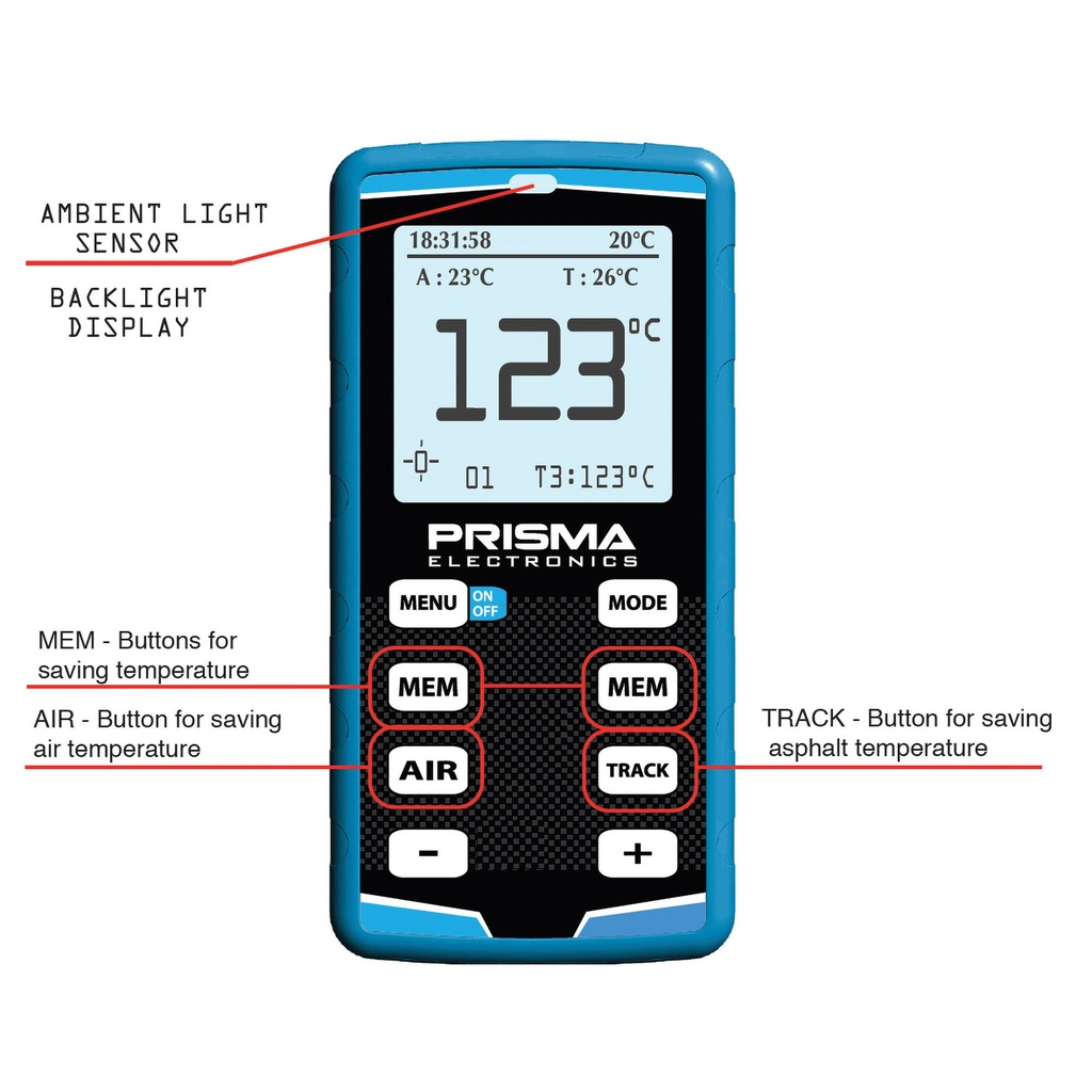 Prisma Electronics Digital Tyre Pyrometer / Logger