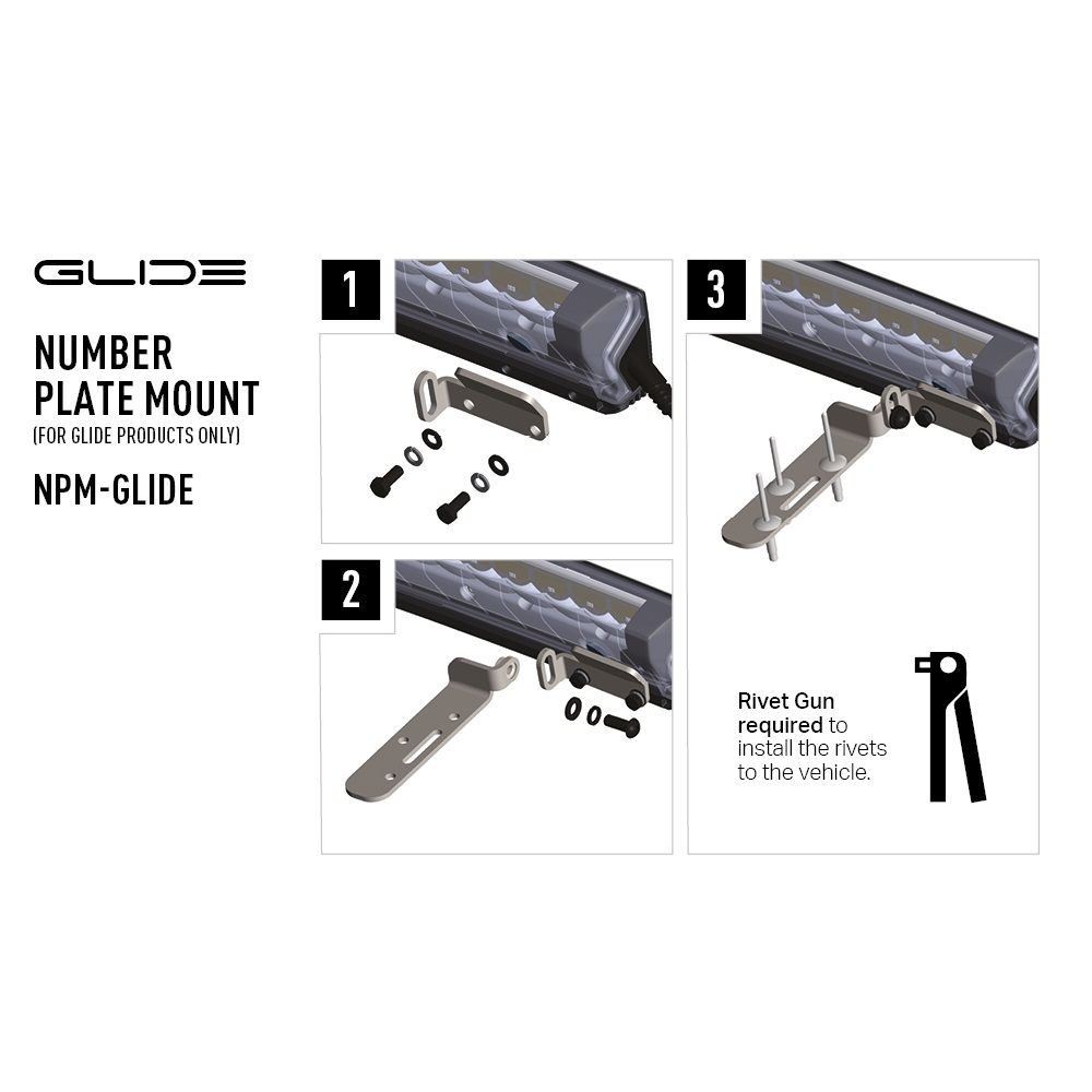 Lazer Lamps Number Plate Mount For Glide Light Bar