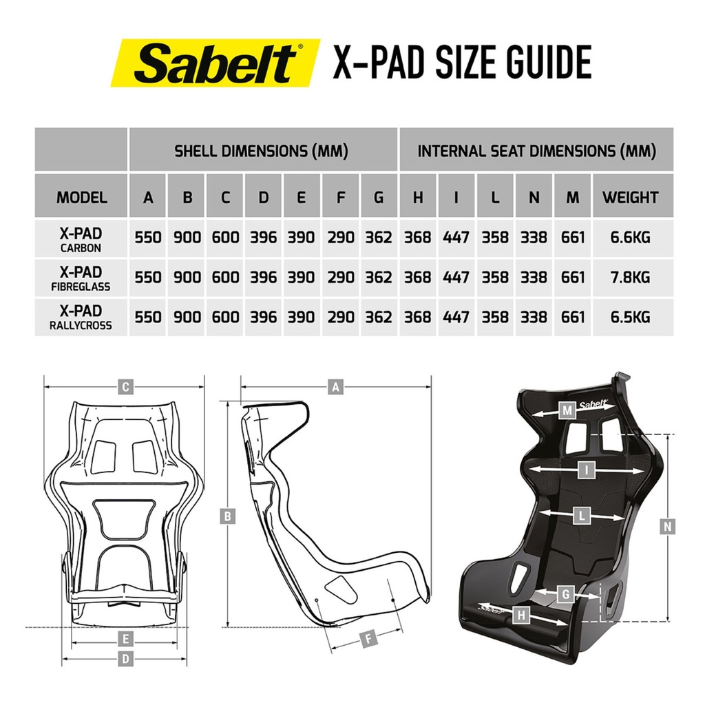 Sabelt X-Pad Fibreglass Seat