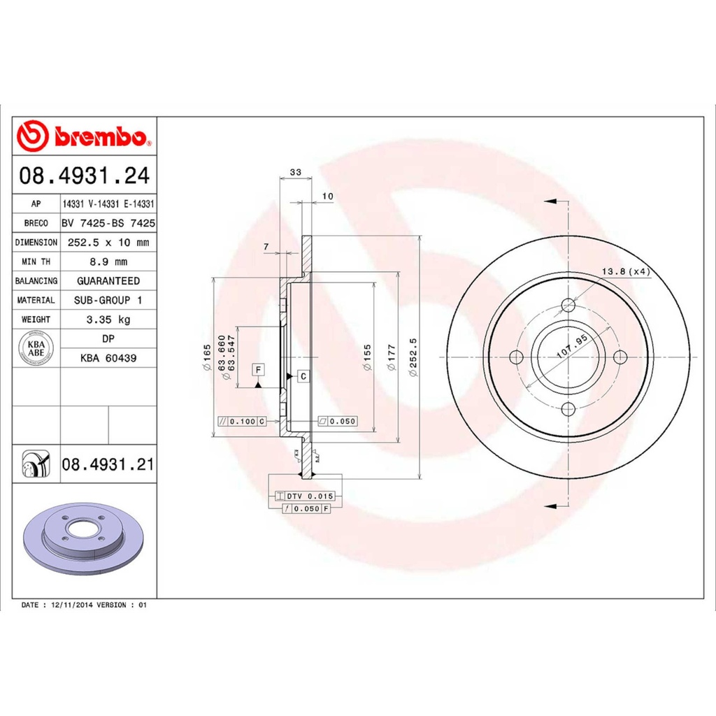 Brembo Prime UV Coated Brake Discs