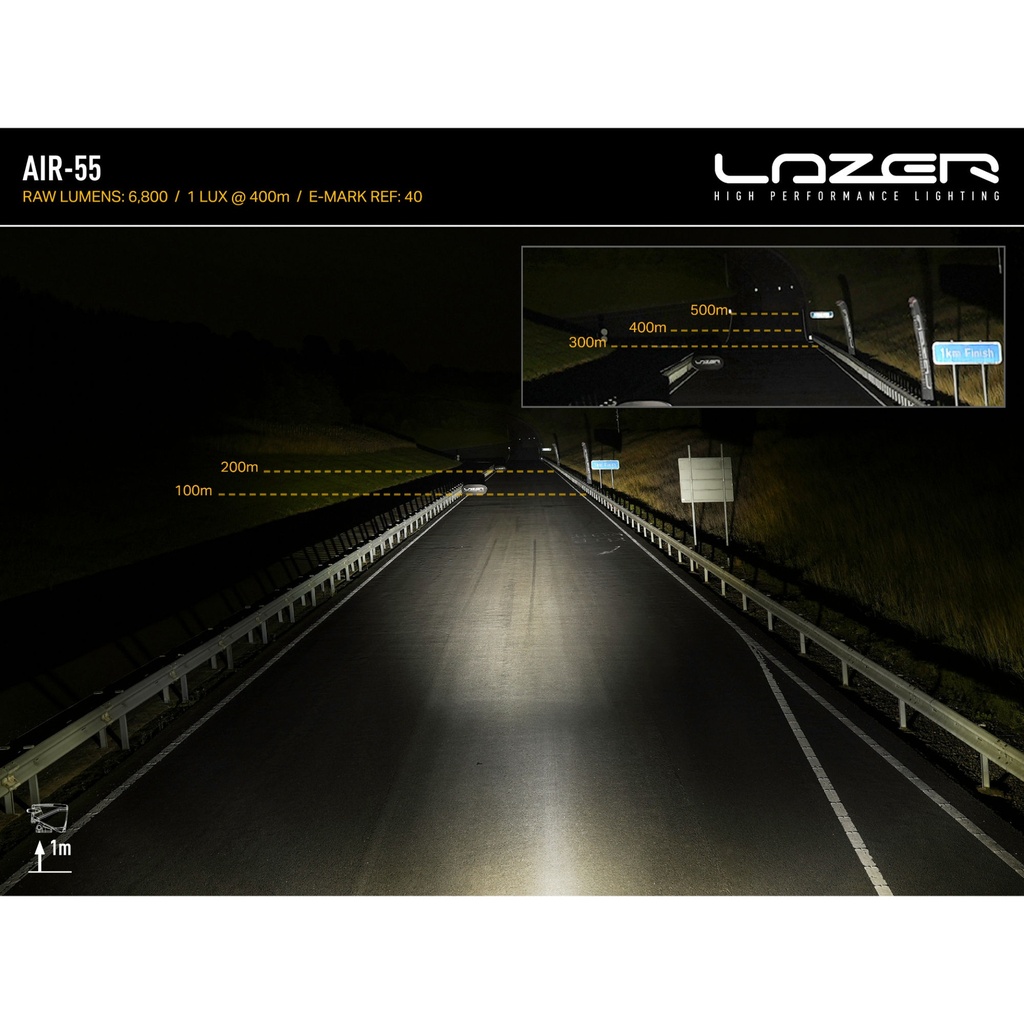 Lazer Lamps Air-55 Auxiliary LED Driving Light Bar With Beacon