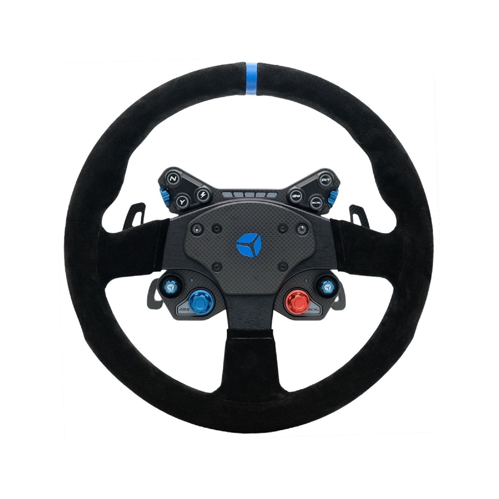 [7001673-3847199] Cube Controls GT Pro V2 Reparto Corse Round Suede Steering Wheel (2 Paddle, Black)