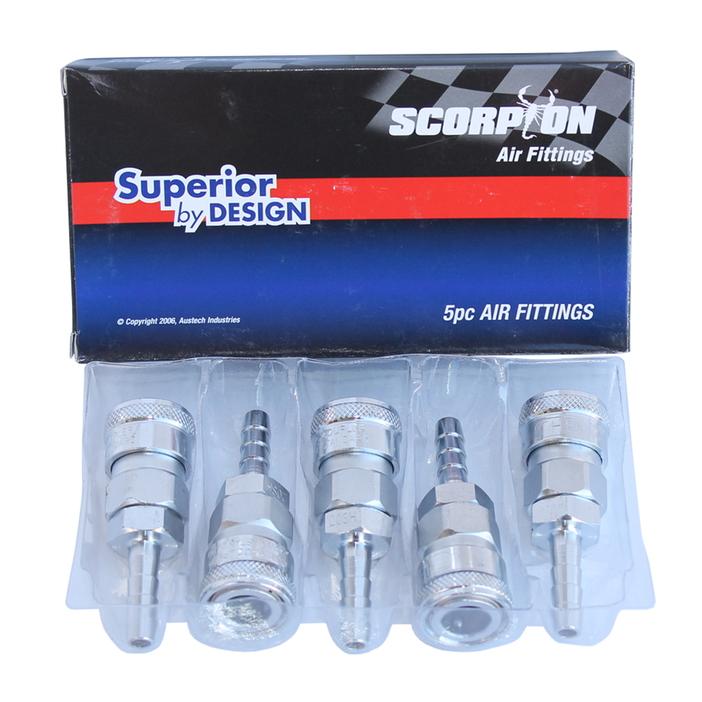 [SH20BX] AIR TOOL FITTING - COUPLER HOSE BARB 1/4" NITTO STYLE BOX OF 5