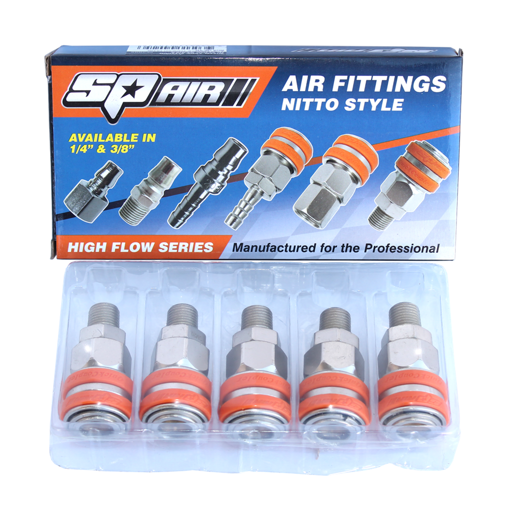 AIR TOOL FITTING - COUPLER MALE THREAD 3/8" NITTO STYLE (BOX OF 5)
