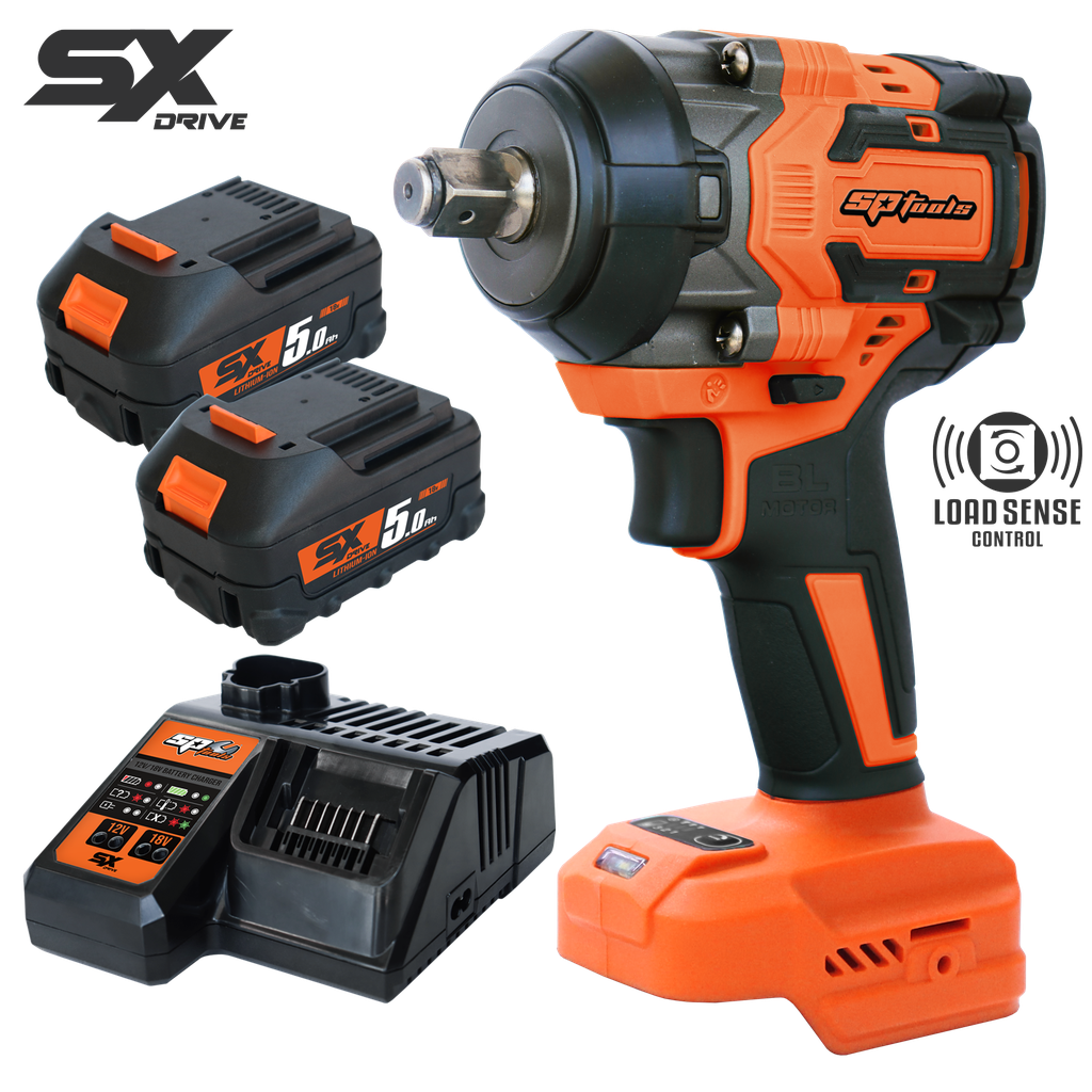 CORDLESS - 18V 1/2"DR IMPACT WRENCH KIT - 5.0AH - SX DRIVE