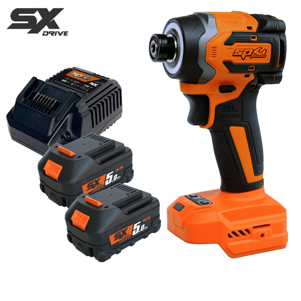 CORDLESS - 18V 1/4"DR IMPACT DRIVER - 5.0AH X2 BATTERIES & CHARGER - SX DRIVE