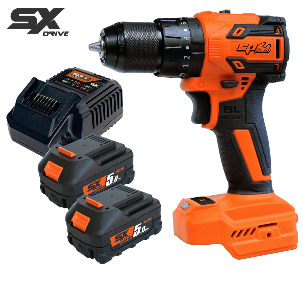 CORDLESS - 18V DRILL/DRIVER BRUSHLESS - 5.0AH X2 BATTERIES & CHARGER - SX DRIVE