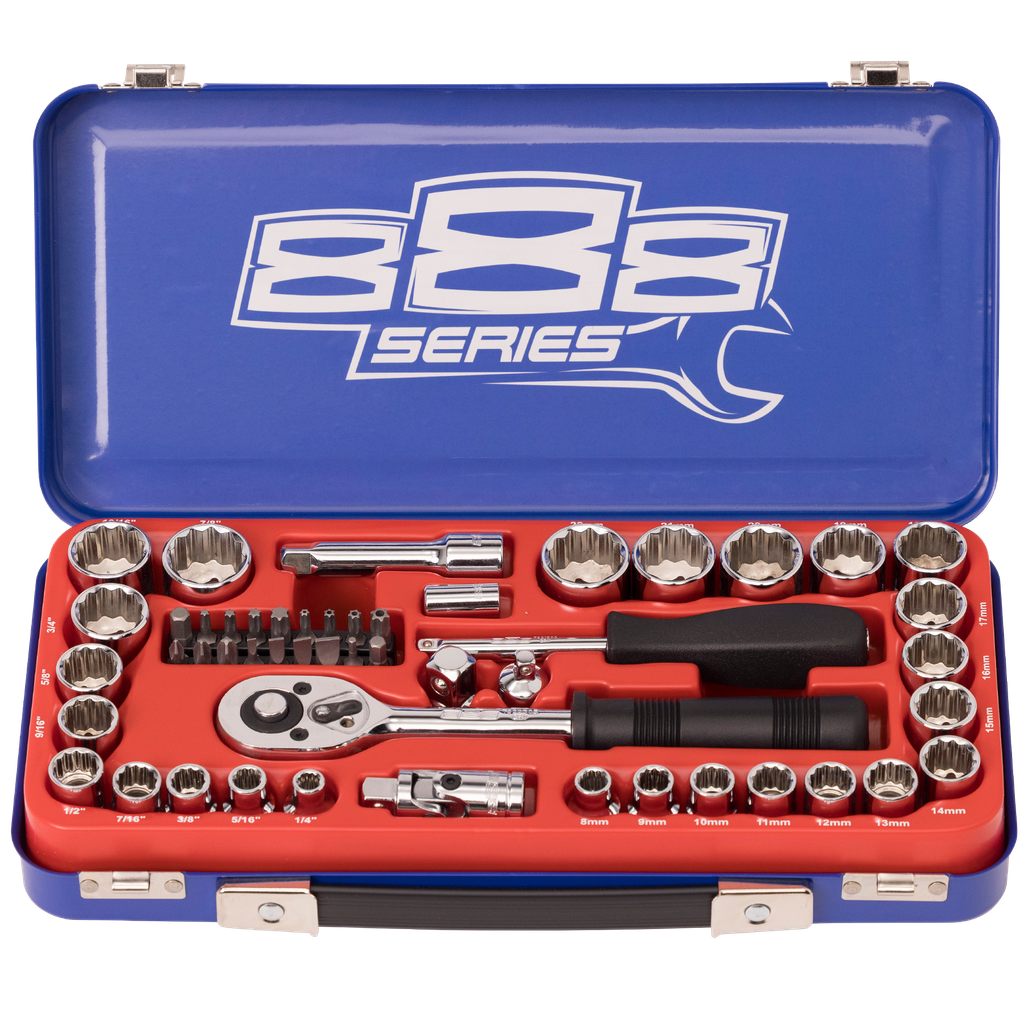 [T820201] SOCKET SET - 888 3/8" DR 12PT METRIC/SAE 50PC