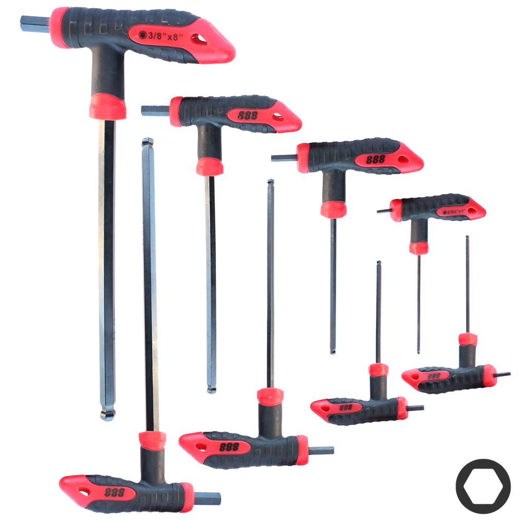 [T834706] KEY SET - SAE HEX T-HANDLE BALL DRIVE 8PC