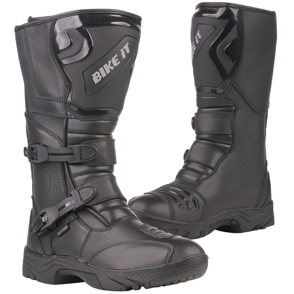 [5000375-3051268] Bike-It Triple Black Motorcycle Boots (UK 8 / Eur 42, Black)