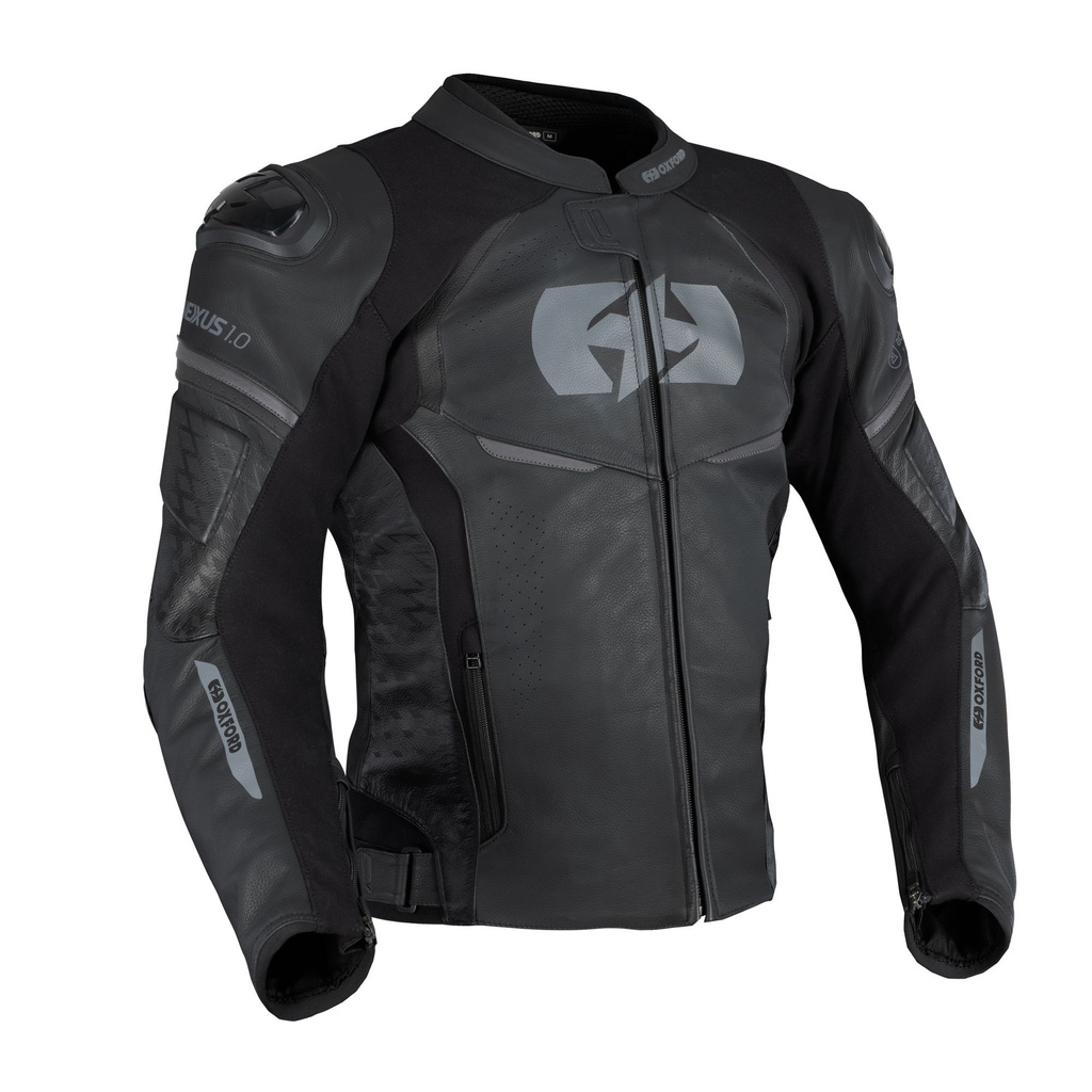 [5001479-3832826] Oxford Nexus 1.0 Leather Motorcycle Jacket (S, Black / White)