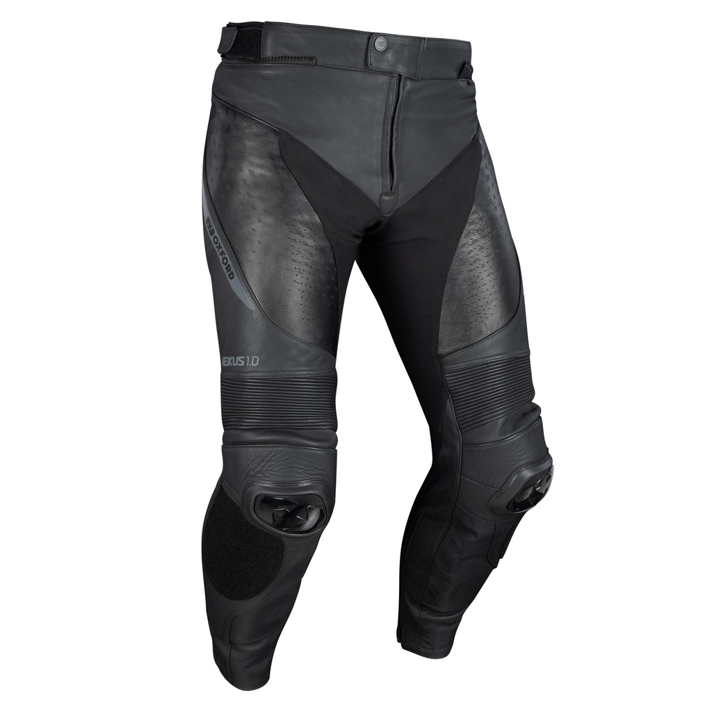 [5001500-3829552] Oxford Nexus 1.0 Leather Motorcycle Pants (S, Black / White)