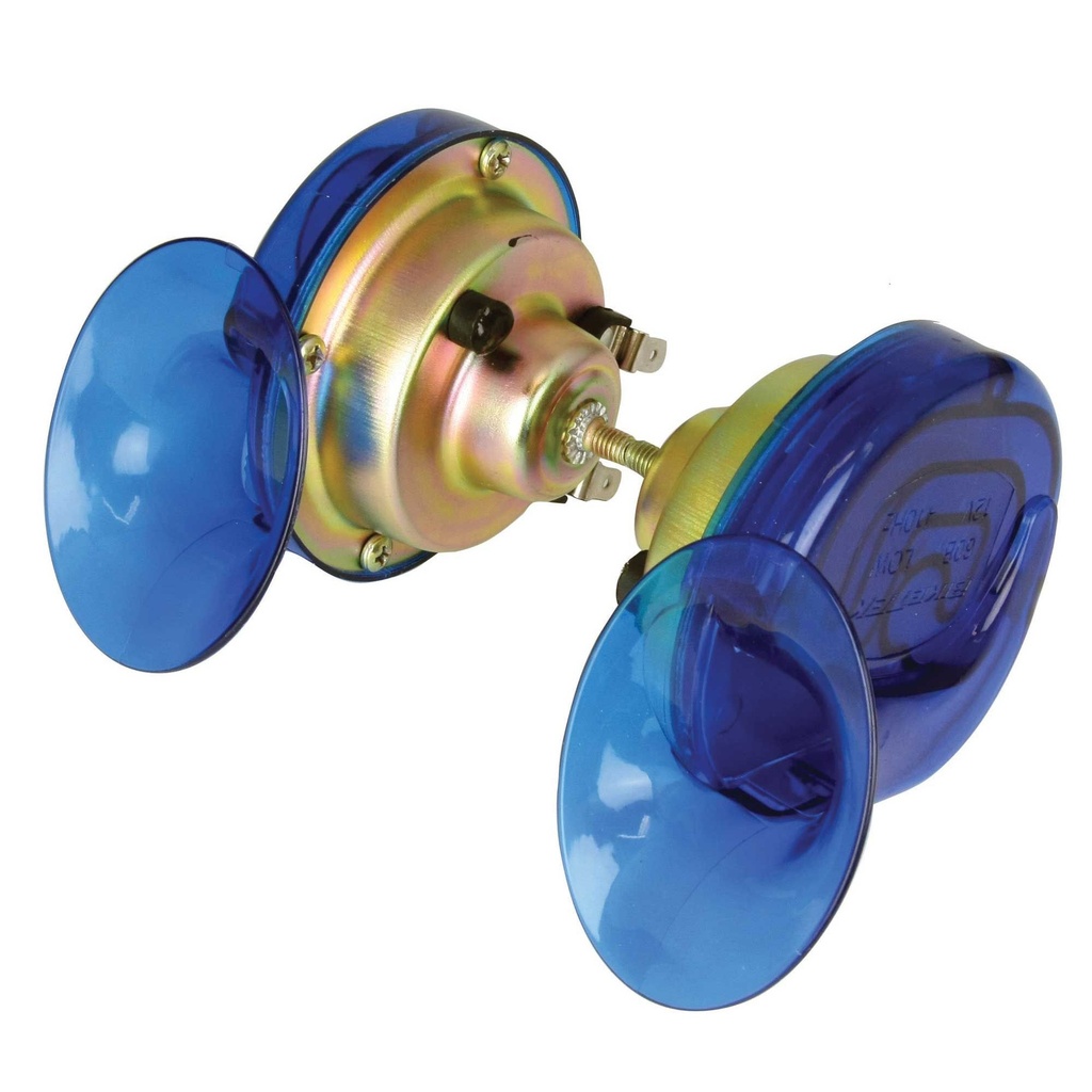 [BIKHORTBU] Bike-It Twin 12V Horn - Translucent Blue - Pair