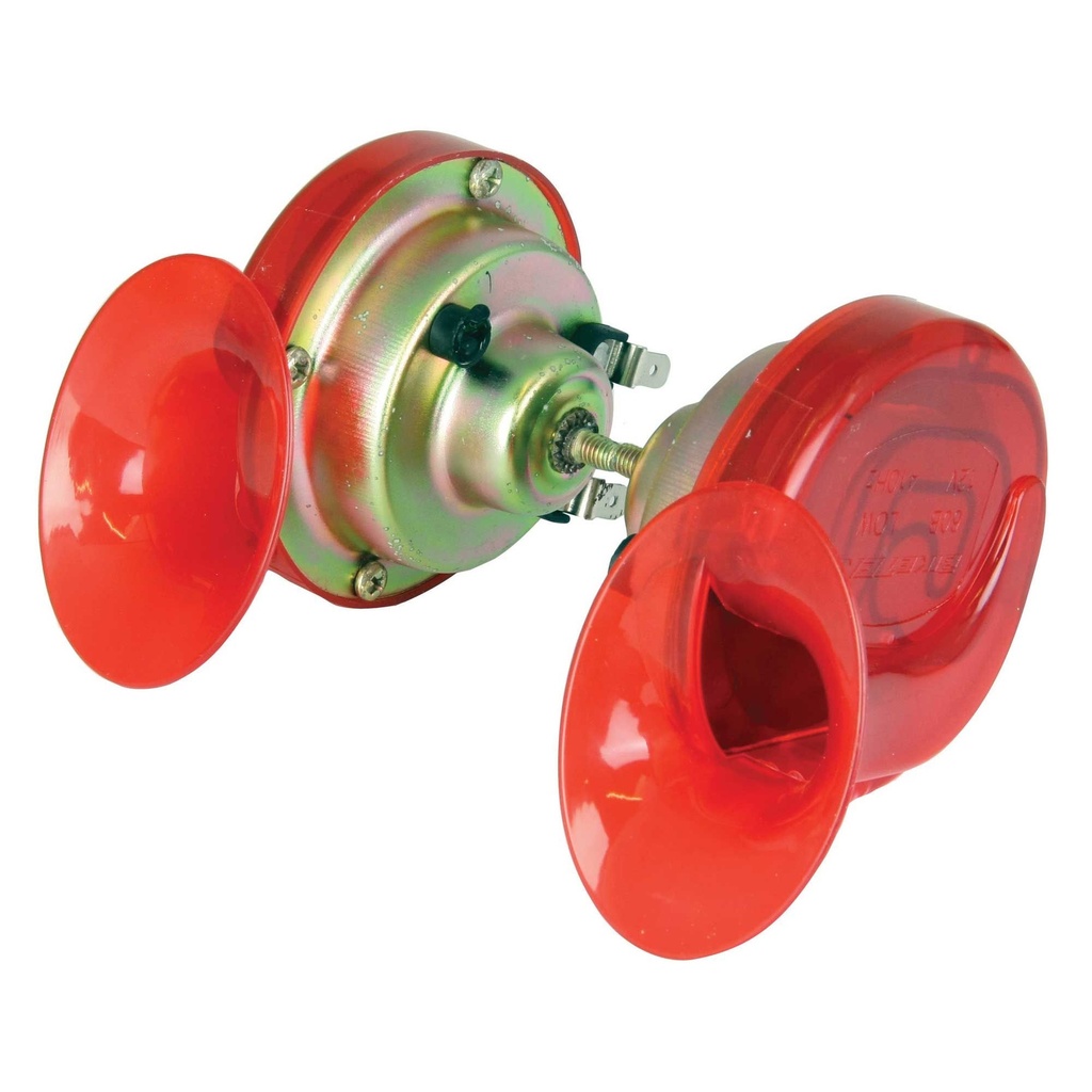 [BIKHORTR] Bike-It Twin 12V Horn - Translucent Red - Pair