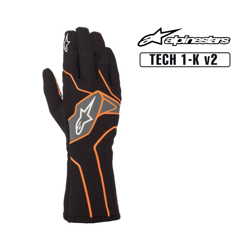 [ASKG02B3S] Alpinestars Kart Gloves - TECH 1-K v2 (S, Black / Orange)