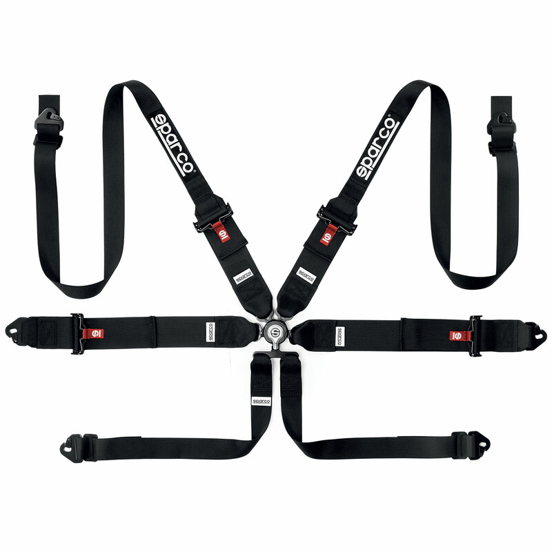 [SQH4818RH1BLK] Sparco Harness - 6P Steel Adjustors - 3"/2"HANS (Black)