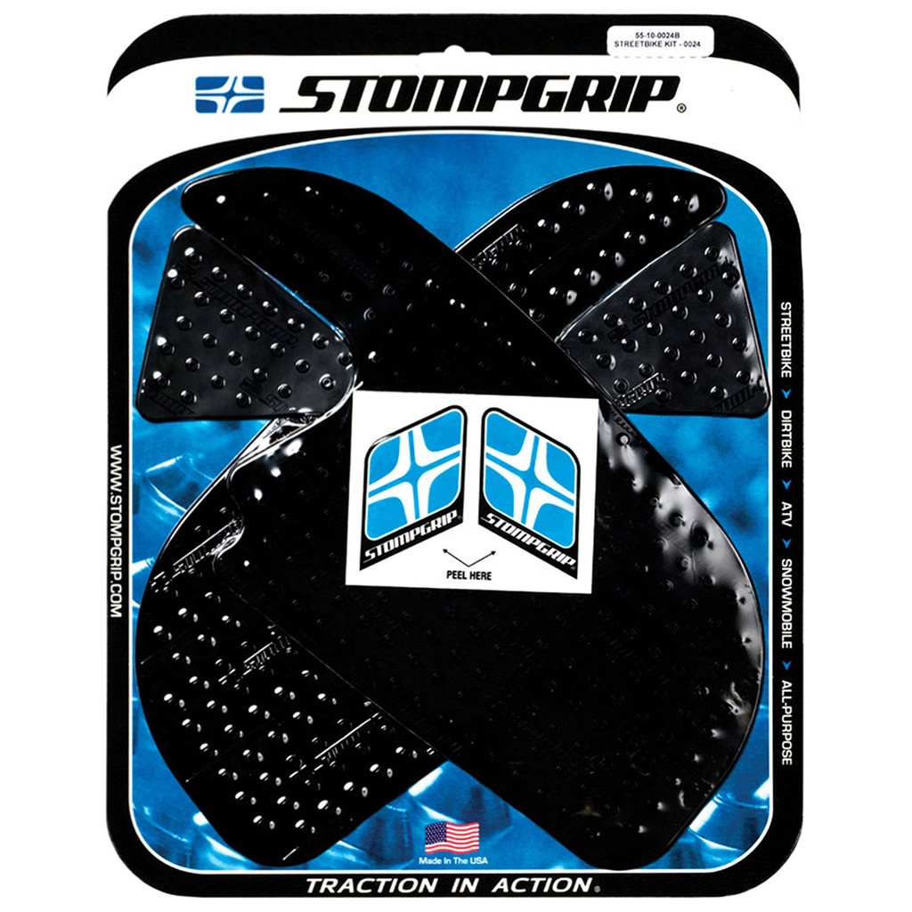 [STG55-10-0024B] StompGrip Volcano Streetbike Black Traction Kit