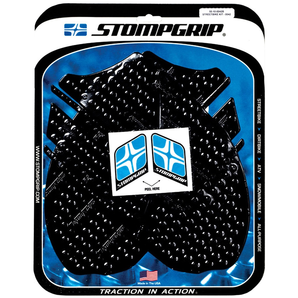 [STG55-10-0042B] StompGrip Volcano Streetbike Black Traction Kit
