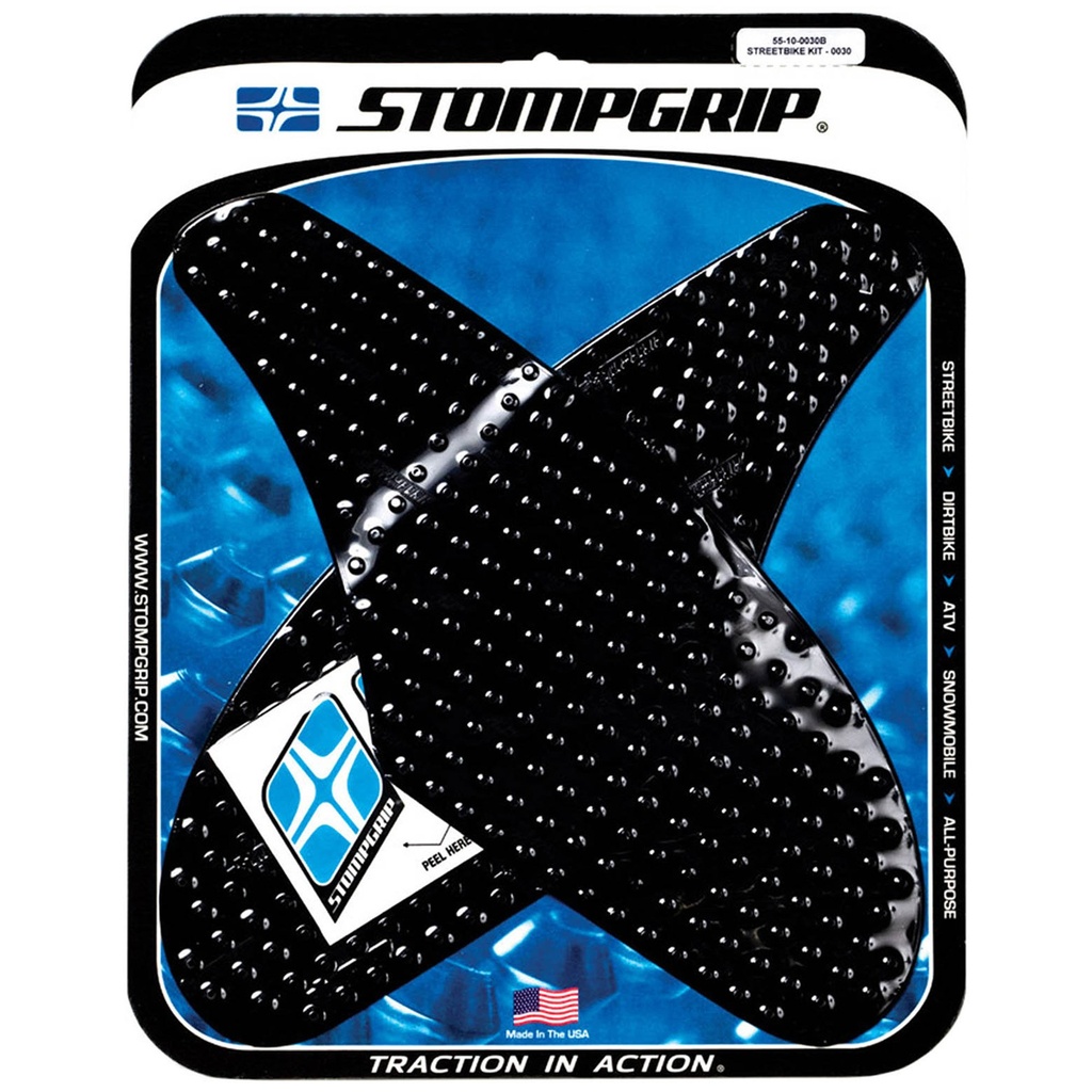 [STG55-10-0030B] StompGrip Volcano Streetbike Black Traction Kit