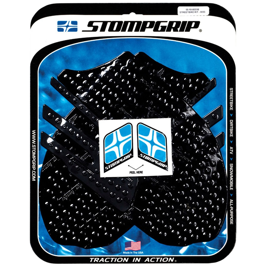 [STG55-10-0033B] StompGrip Volcano Streetbike Black Traction Kit