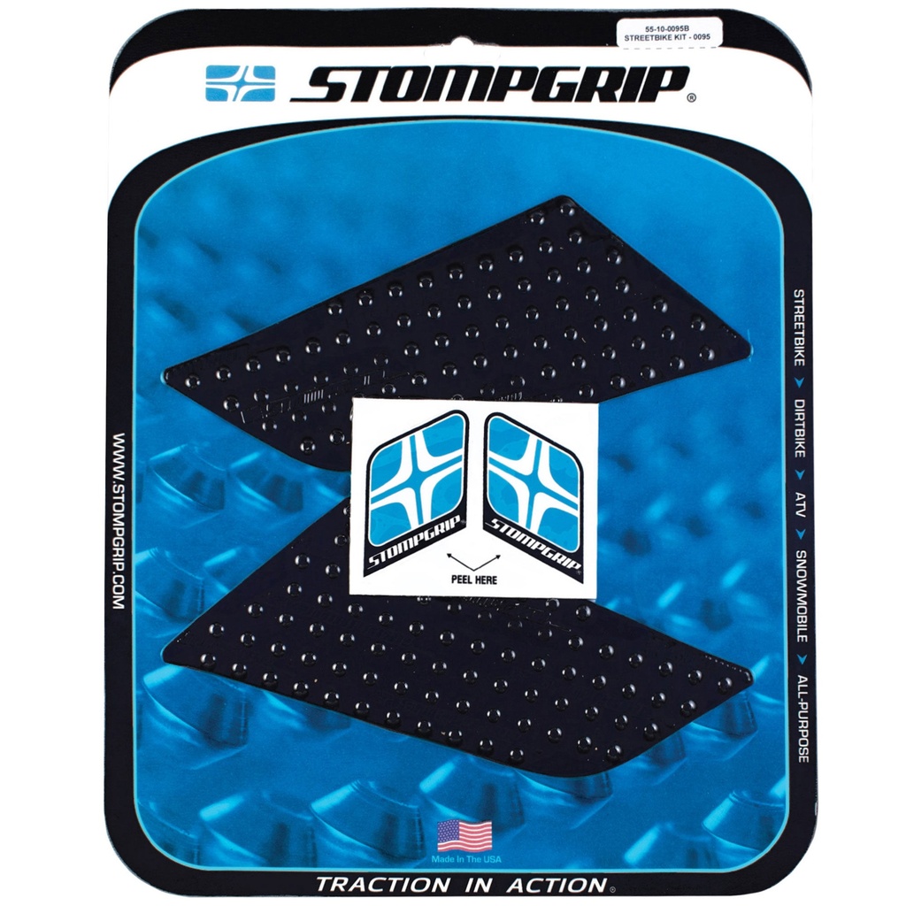 [STG55-10-0095B] StompGrip Volcano Streetbike Black Traction Kit