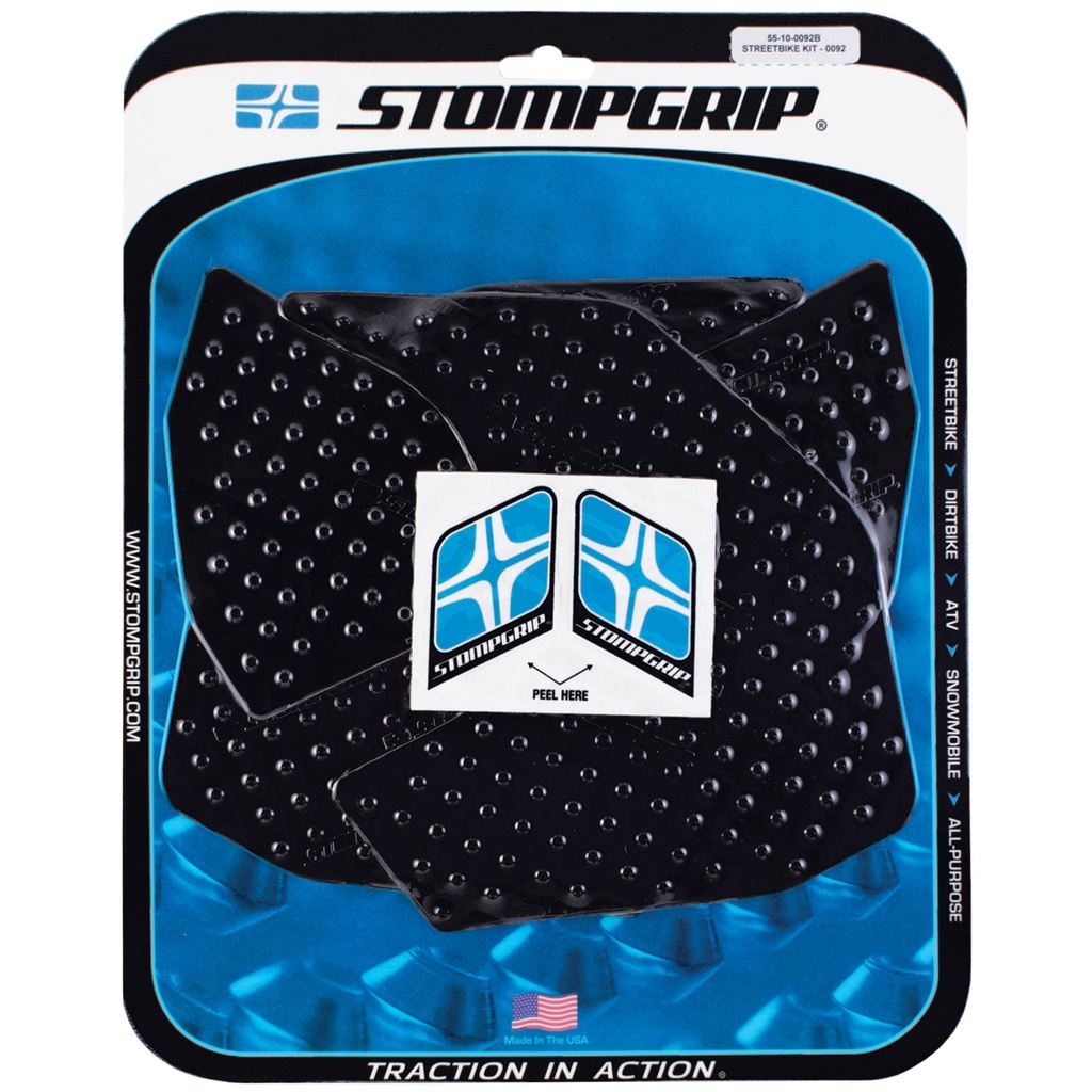 [STG55-10-0092B] StompGrip Volcano Streetbike Black Traction Kit
