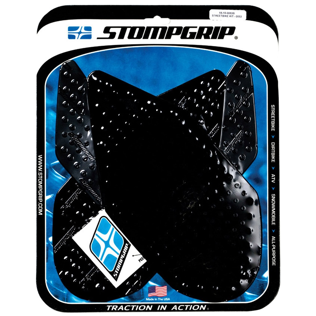 [STG55-10-0053B] StompGrip Volcano Streetbike Black Traction Kit