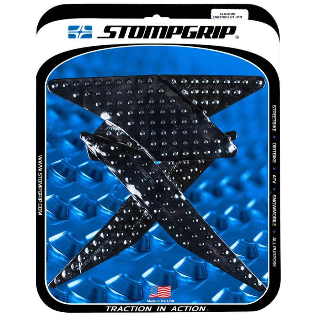[STG55-10-0137B] StompGrip Volcano Streetbike Black Traction Kit