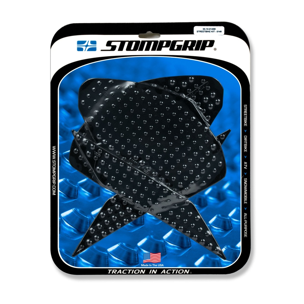 [STG55-10-0149B] StompGrip Volcano Streetbike Black Traction Kit