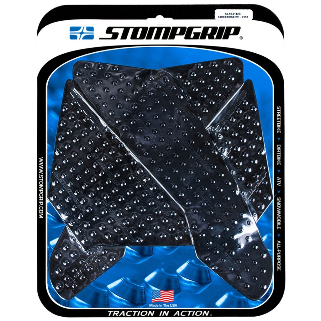 [STG55-10-0142B] StompGrip Volcano Streetbike Black Traction Kit