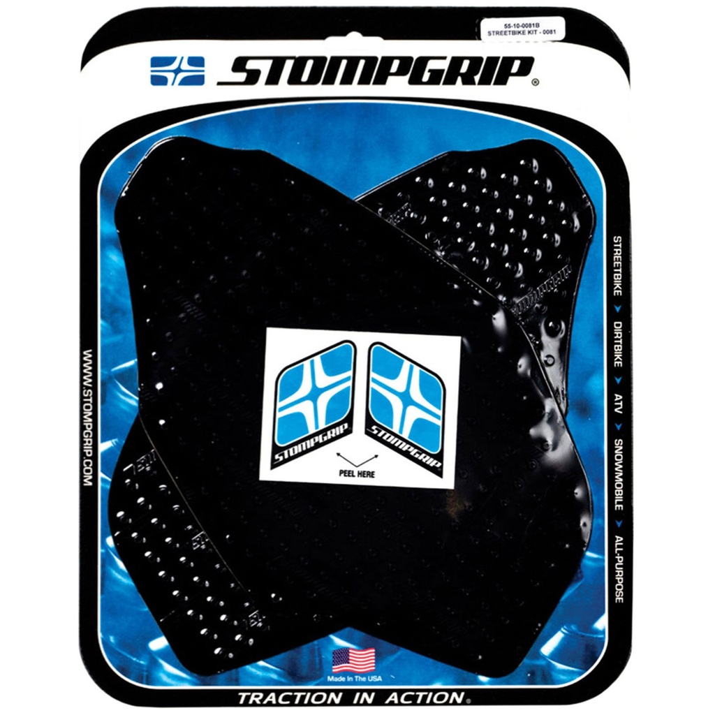 [STG55-10-0081B] StompGrip Volcano Streetbike Black Traction Kit