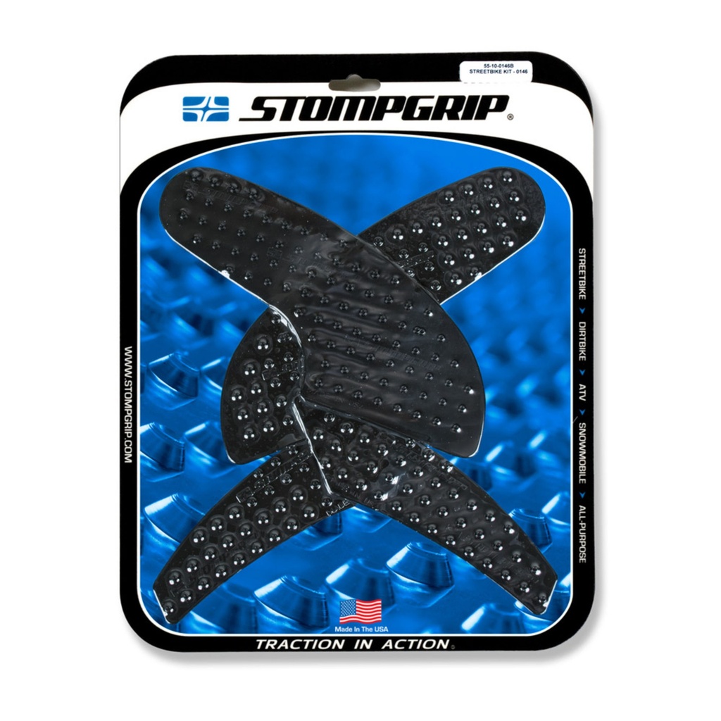 [STG55-10-0146B] StompGrip Volcano Streetbike Black Traction Kit