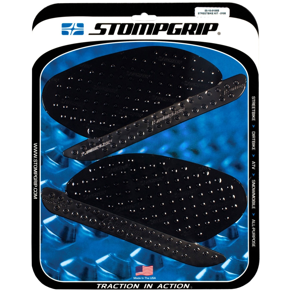 [STG55-10-0108B] StompGrip Volcano Streetbike Black Traction Kit