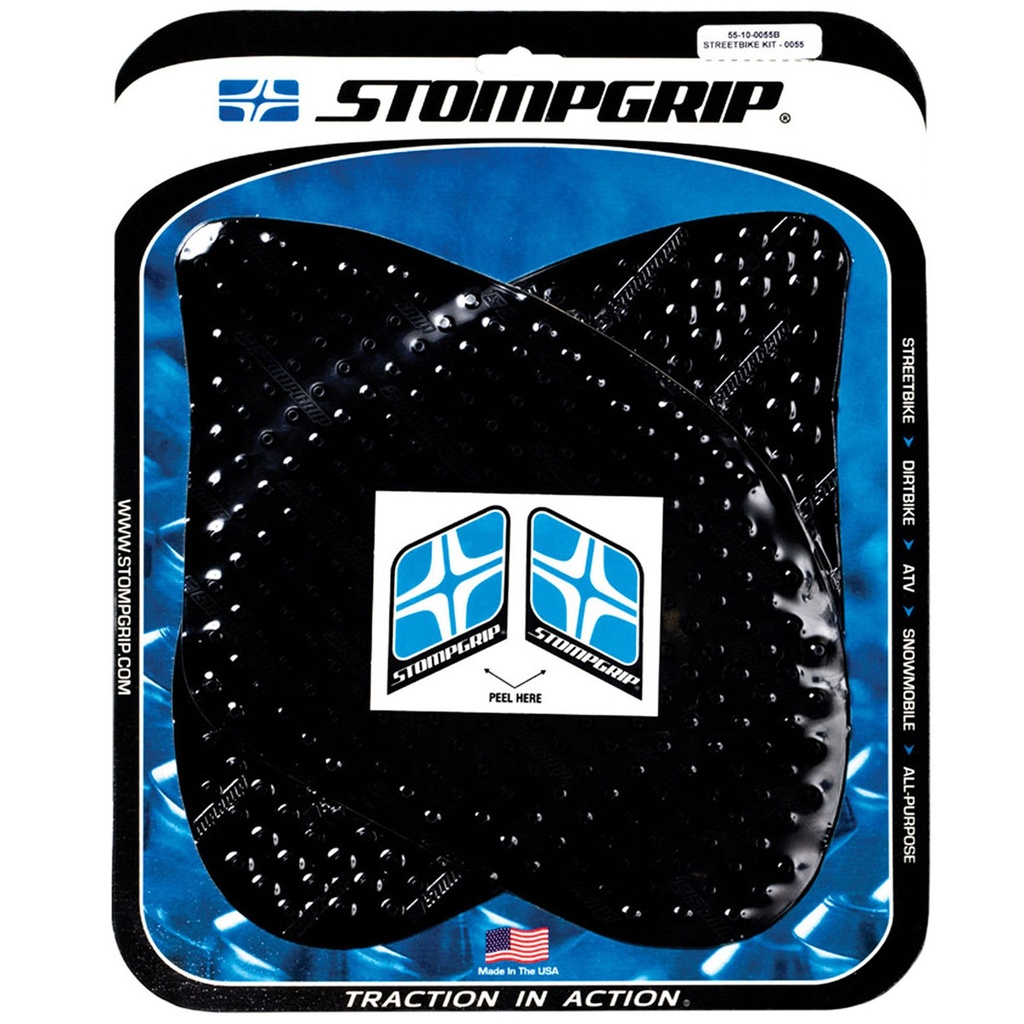 [STG55-10-0055B] StompGrip Volcano Streetbike Black Traction Kit