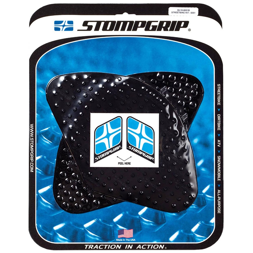 [STG55-10-0051B] StompGrip Volcano Streetbike Black Traction Kit