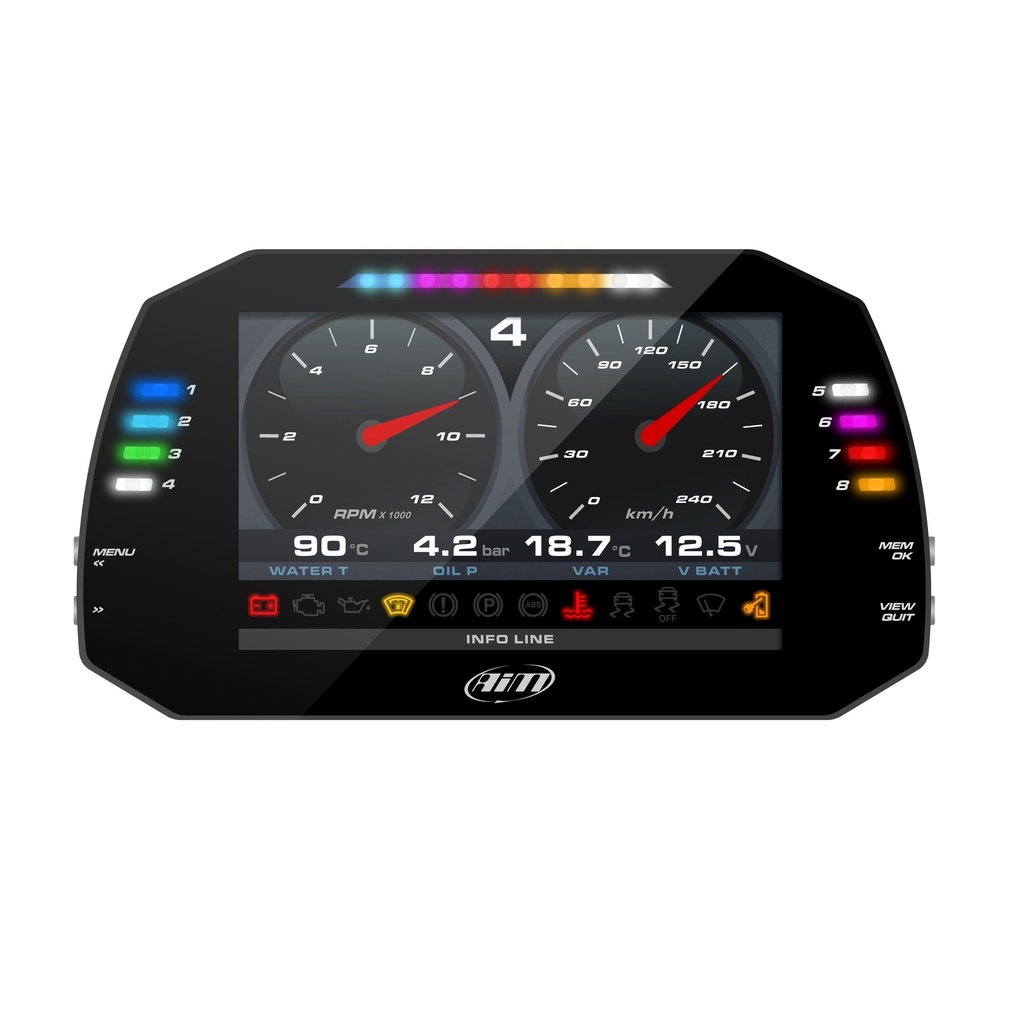 [2005275-2020156] AIM MXG 1.3 Strada Dash (7" Colour TFT Display) (CAN, Race Icons)