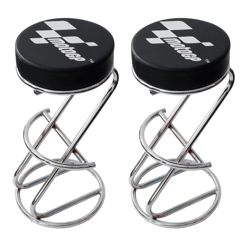 Moto GP Bar Stools - Chrome/Black - 2 Pieces Supplied (Pair)