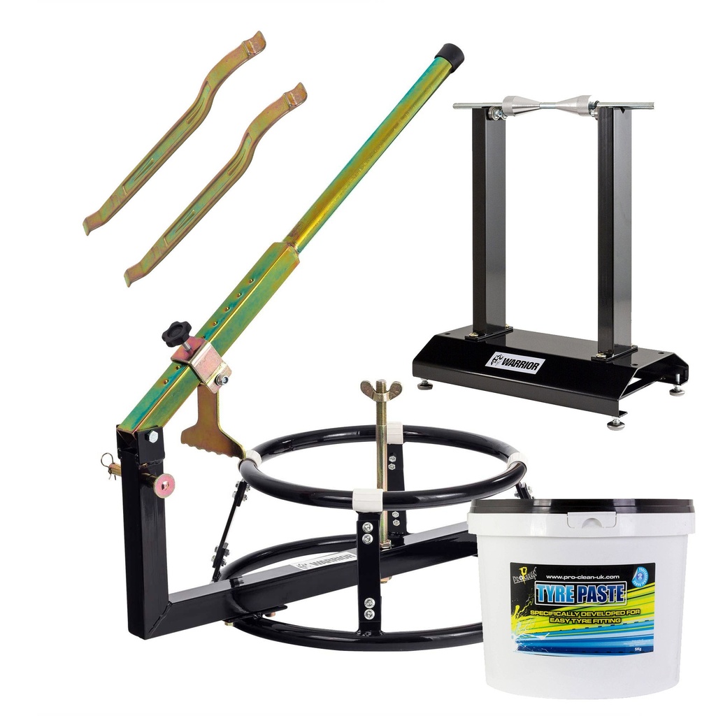 Warrior DIY Motorcycle Tyre Fitting Package 5 - Changer/Levers/Balancer/Paste