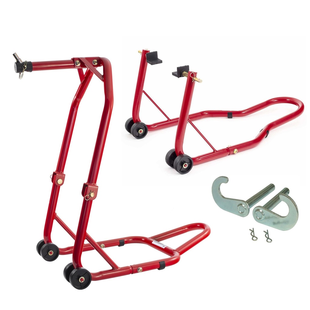 [UBRHEADPDSTAND/BOBBINKIT-E/AKN] Warrior Motorcycle Front Head Stand and Rear Paddock Stand with Bobbin Hooks Bundle