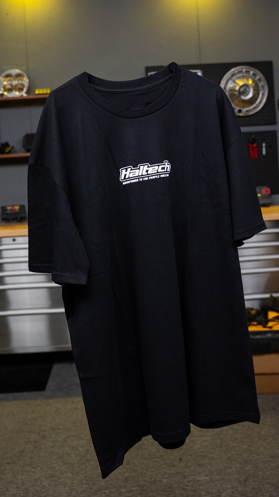 Haltech Classic T-Shirt - Black with White Logo Size: M