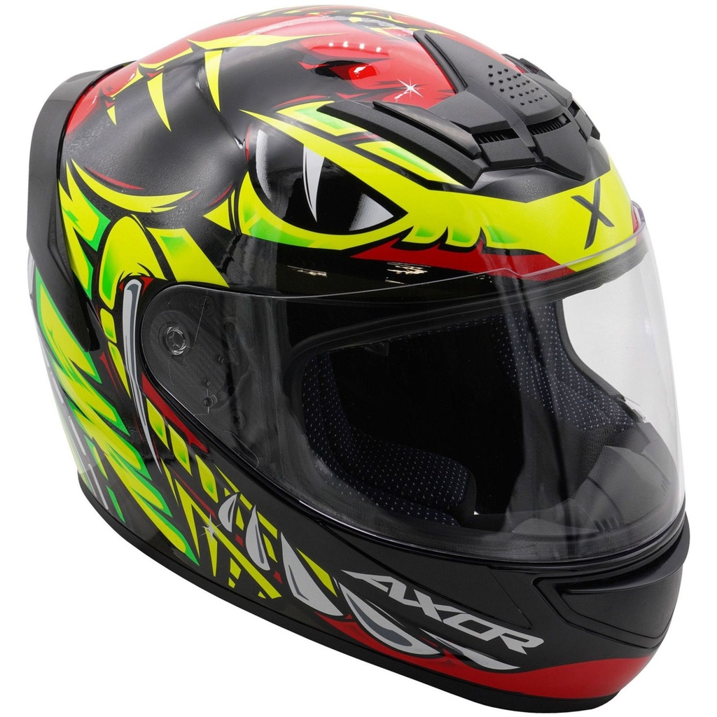 [5001827-3848430] Axor Rage Graphic Motorcycle Helmet (M (57-58cm), Python Black / Grey / Matt Red)